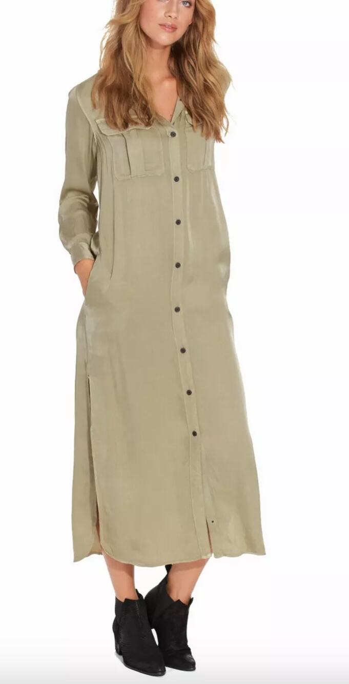 NWT Denim & Supply Ralph Lauren Satin Brett Military Dress Faded Olive Green S
